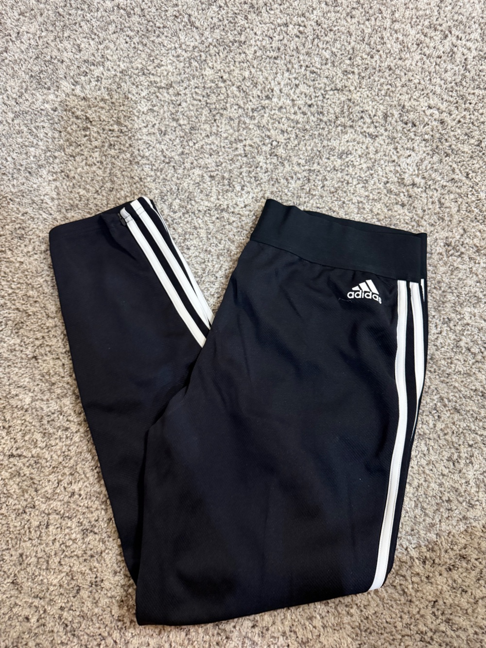 Adidas Womens Black Track Pants with White Stripes